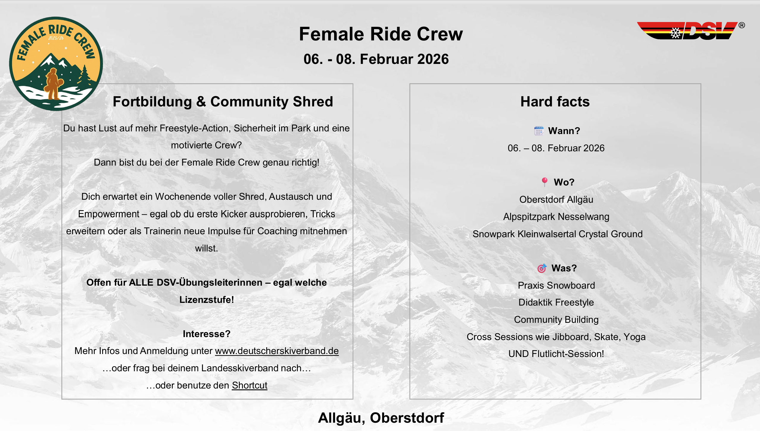 Snowboard-Fortbildung "Female Ride Crew"